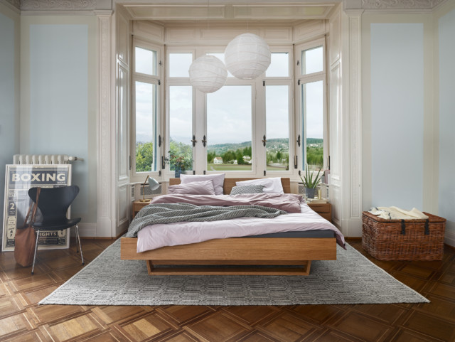 Hüsler Nest Bettgestell Couch in Massivholz Eiche